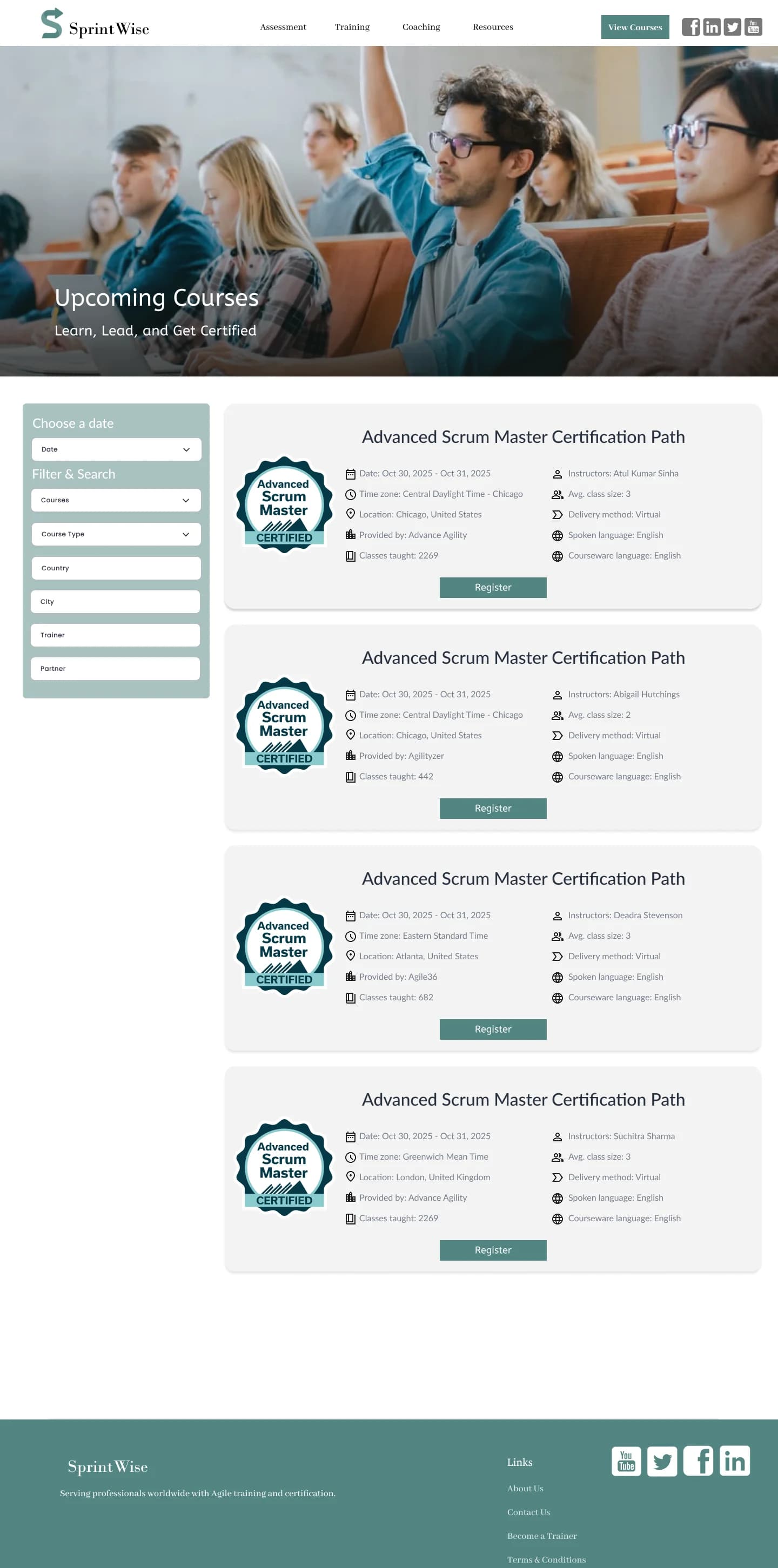 Agile Training Platform -- Upcoming courses